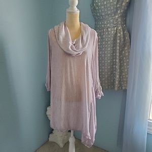 Soft surrounding asymmetrical gauze tunic top B48